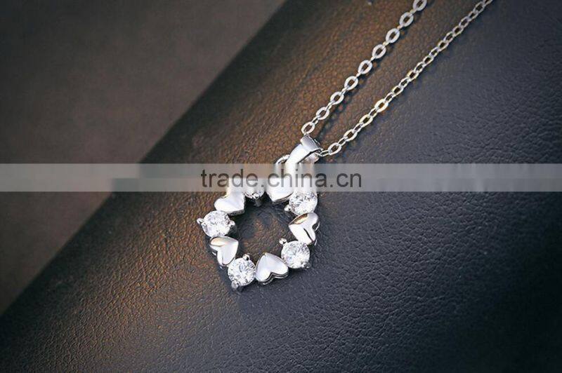 925 sterling silver heart crystal necklace jewelry