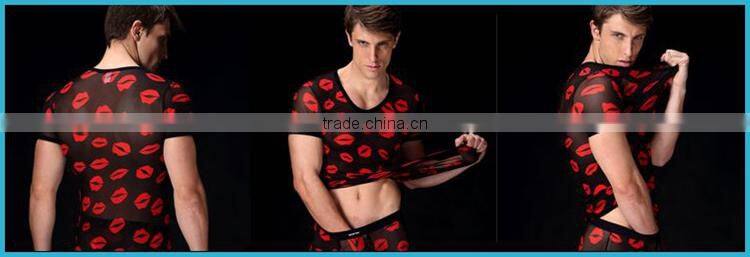 New Arrival 2014 Transparent Sexy T Shirt Printing Lip Man Underwear SM29-1