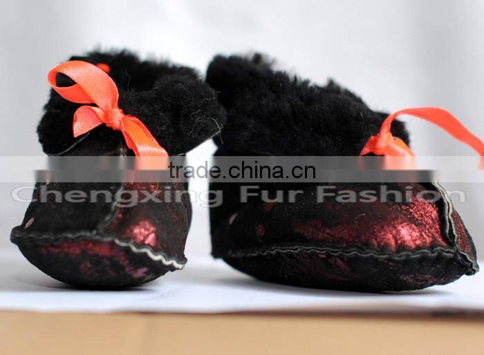 CX-SHOES-01 Warm Soft Genuine Sheep Skin Fur Baby Shoe