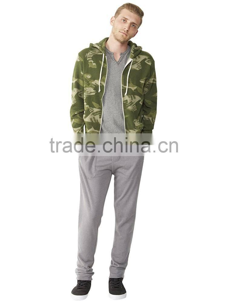 Rocky printed eco-fleece full face zip hoodie for men