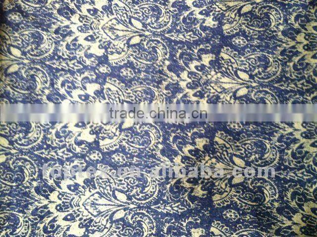 100% cotton discharge print indigo denim fabric