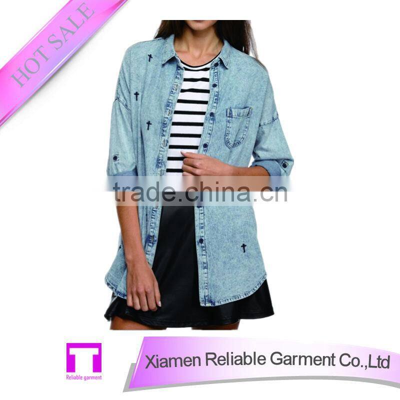 Fashion white casual blouse for ladies chinese blouse