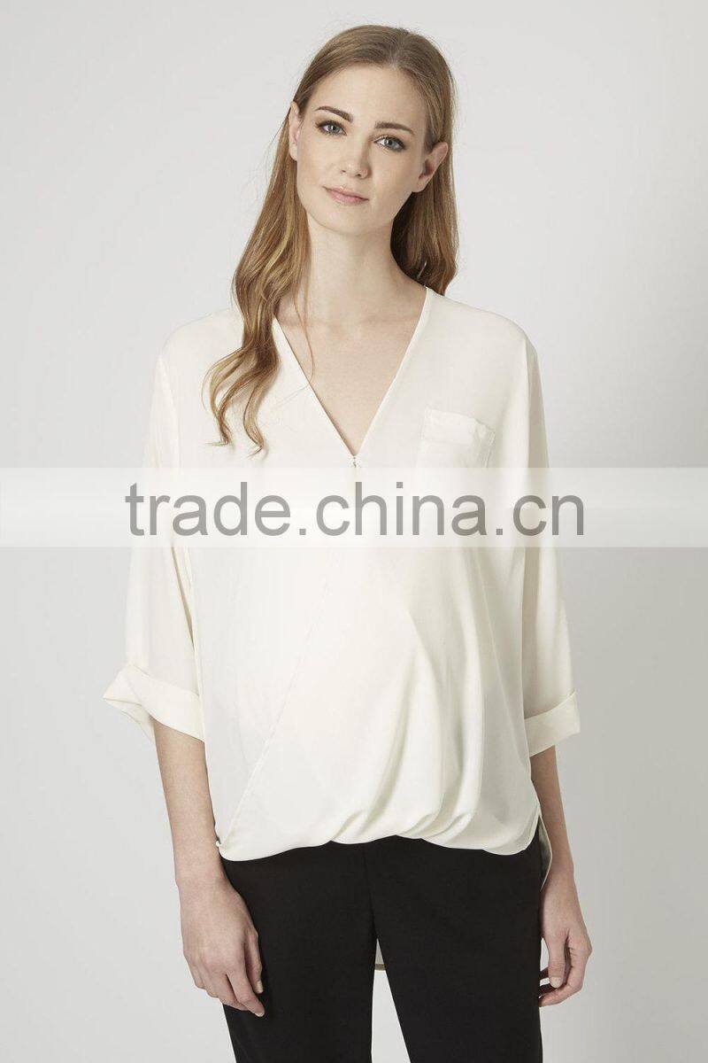sexy v neck maternity fashion blouses maternity wear with front pocket