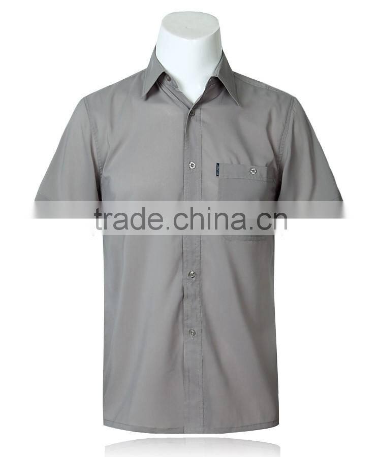 Juqian custom High quality mens plain pure soft textile cotton colors short sleeve work shirt