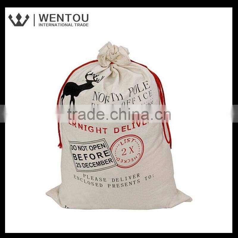 Wholesale Christmas Canvas Santa Sack With Red Drawstring
