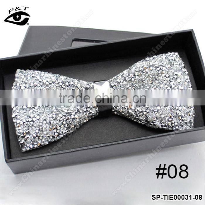 Luxury Glitter Rhinestones Bow Ties Vintage Ties for Men's Wedding Dress with Gift Box 12x6cm