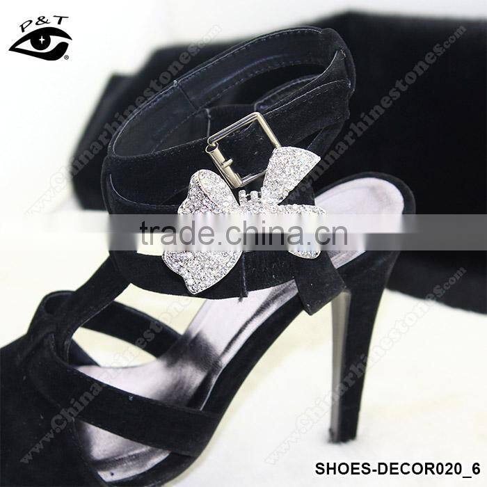 Fashion Classical Bow Tie Shaped Crystal Rhinestone Ornament Accessories with metal clip for high heel shoe wedding shoes