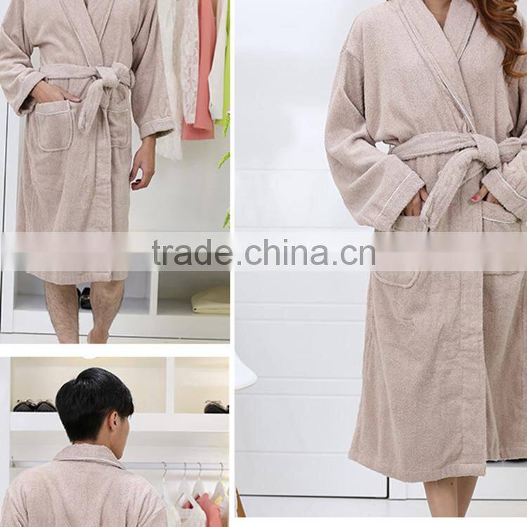 100% cotton fashion long sleeve comfortable bathrobe