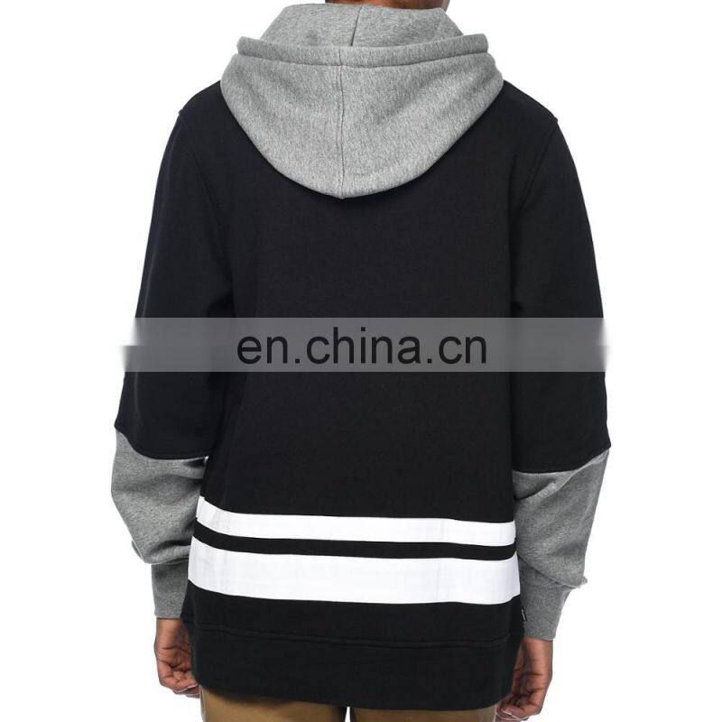 Modern Design High Quality Custom Contrasted Three-colors Men Hoodies Colorblocked Black Pullover Hoodies