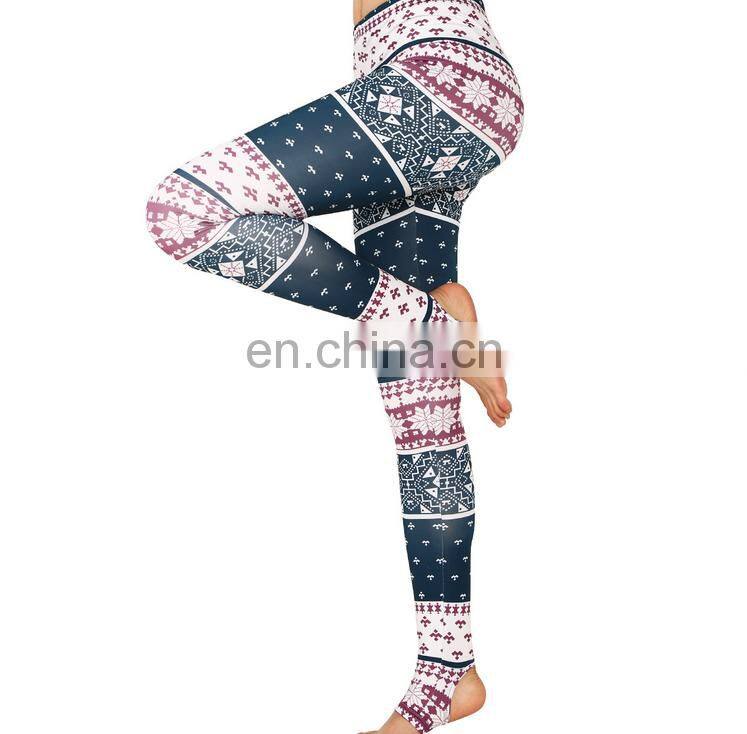 Hot sale fashion custom made colorful printed sports yoga Christmas legging