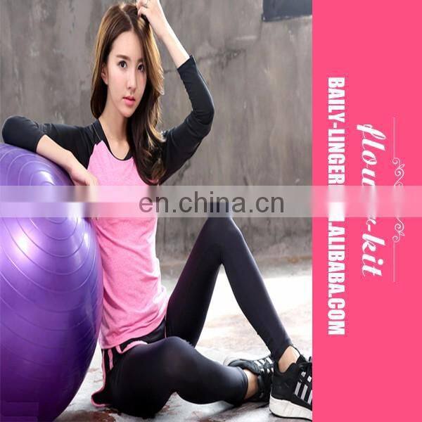 Fashion Women Quick Dry Yoga Sets Running Clothes Full Length T shirts Fake Yoga Pants Fitness Sports Suit