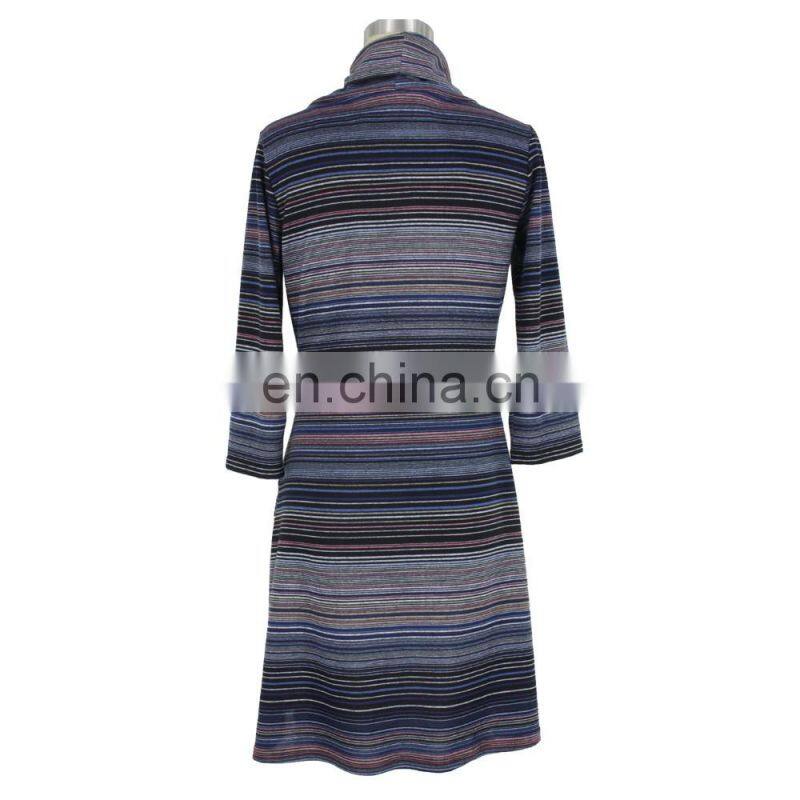 Stripe Print Mature Women Dress Guangzhou Manufacturer