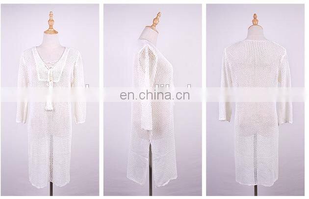 Beach Cover Up Mesh Swimwear Crochet Saida De Praia hollow Swimsuit Summer Dress Womens Lace Bathing Suit Cover-Ups pareo