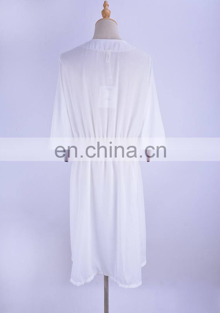 white Embroidery Beach Cover up 2019 Saida de Praia Beach kaftan Bathing suit Cover ups Vestidos de Playa Beachwear Tunic