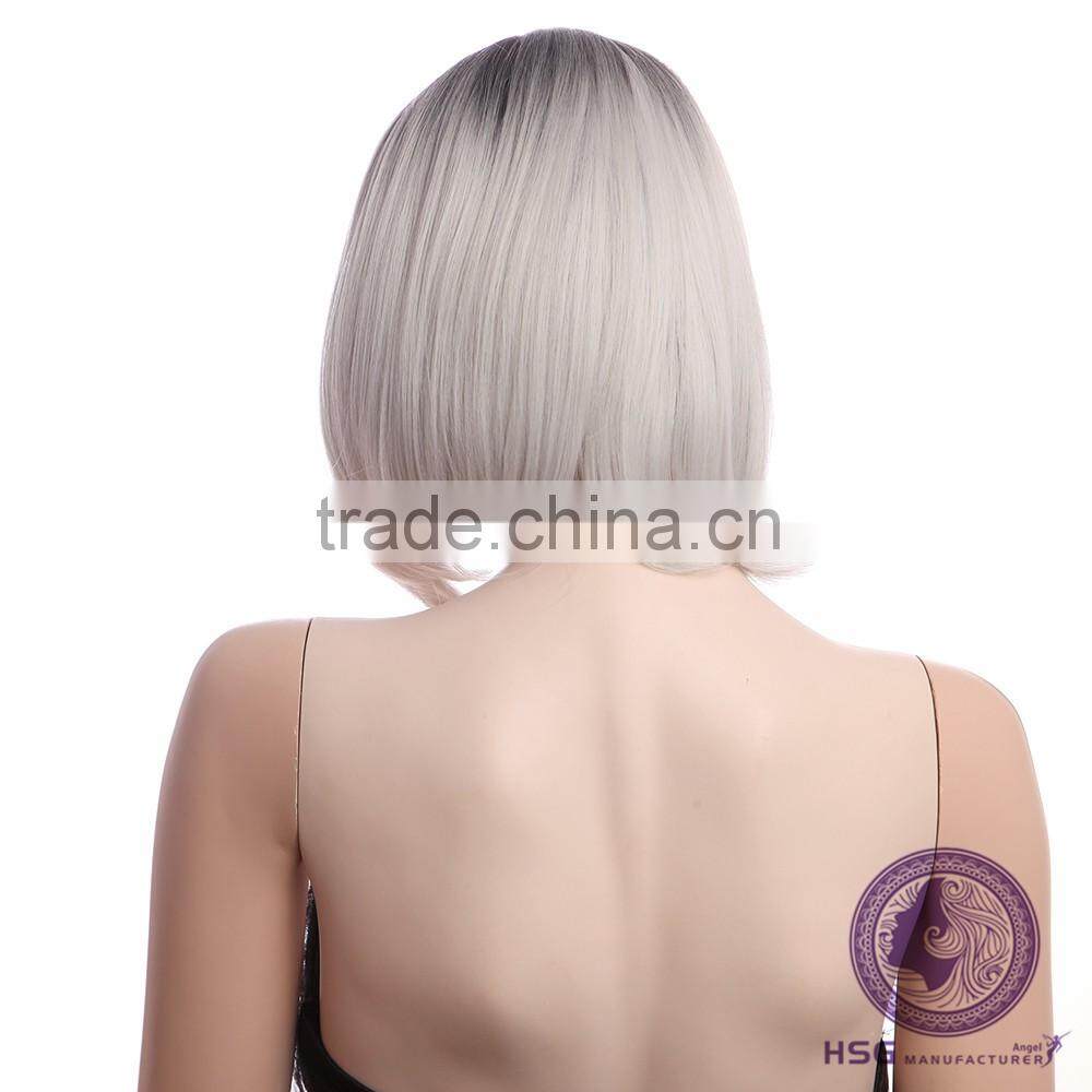 new fashion wig fashion grandma gray Bob wig
