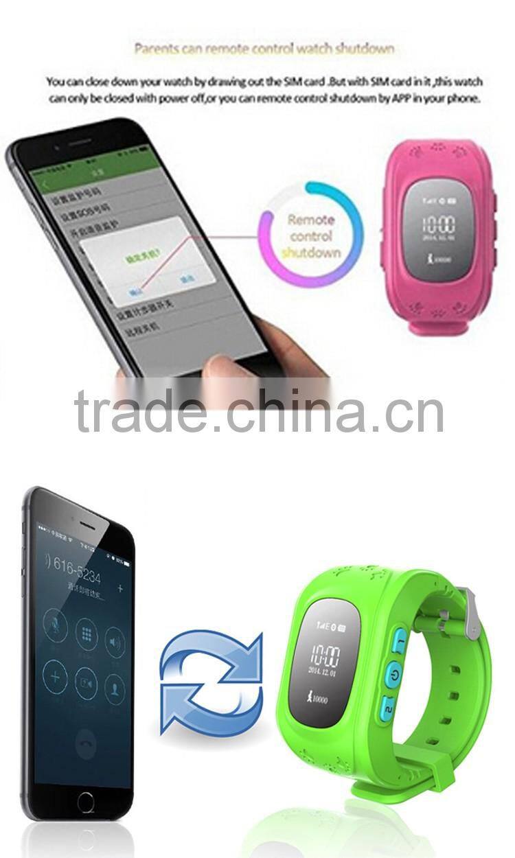 2016 Promotion Dual positioning smart watch with SOS calling fuction smart watch q50 for children kids watch