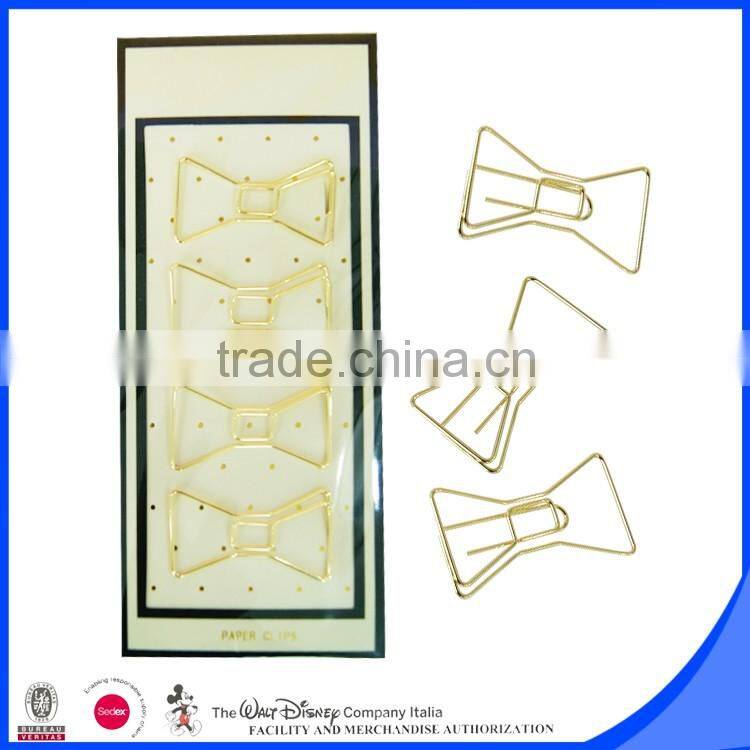 Hot metal paper clips bookmarks bow shape promotional gifts