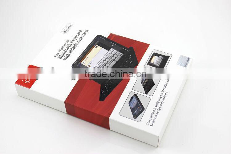 2013 Hot sale Wireless Bluetooth Keyboard with Slidable Case Stand for iPad Mini