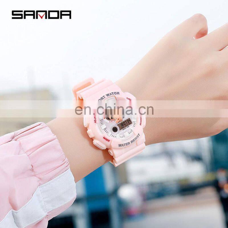 SANDA 1061 Men Digital watch swimming 50m Waterproof Timing Week Display Alarm Clock simple watch