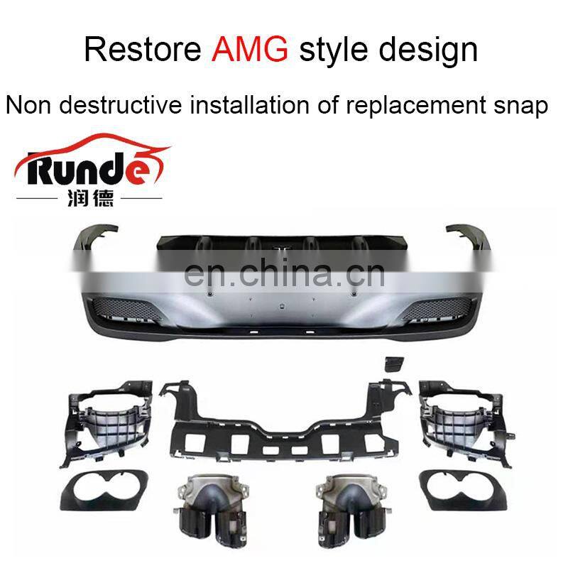 Runde PP Material Body Parts Rear Lip Exhaust For Mercedes-Benz GLE 54 400 Coupe Modified AMG Style rear lip exhaust
