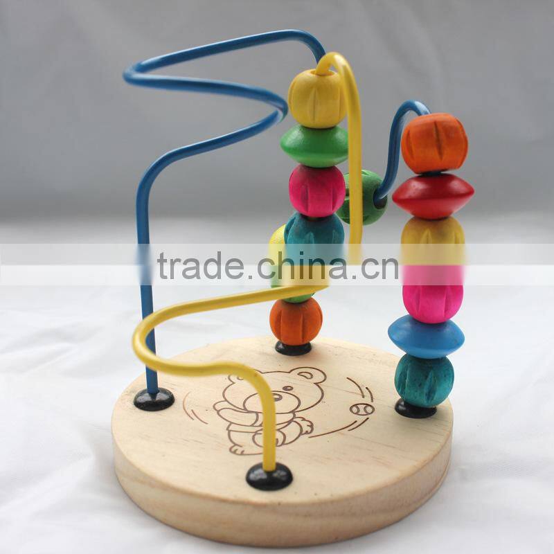Intelligence wood stringing beads pull string toy