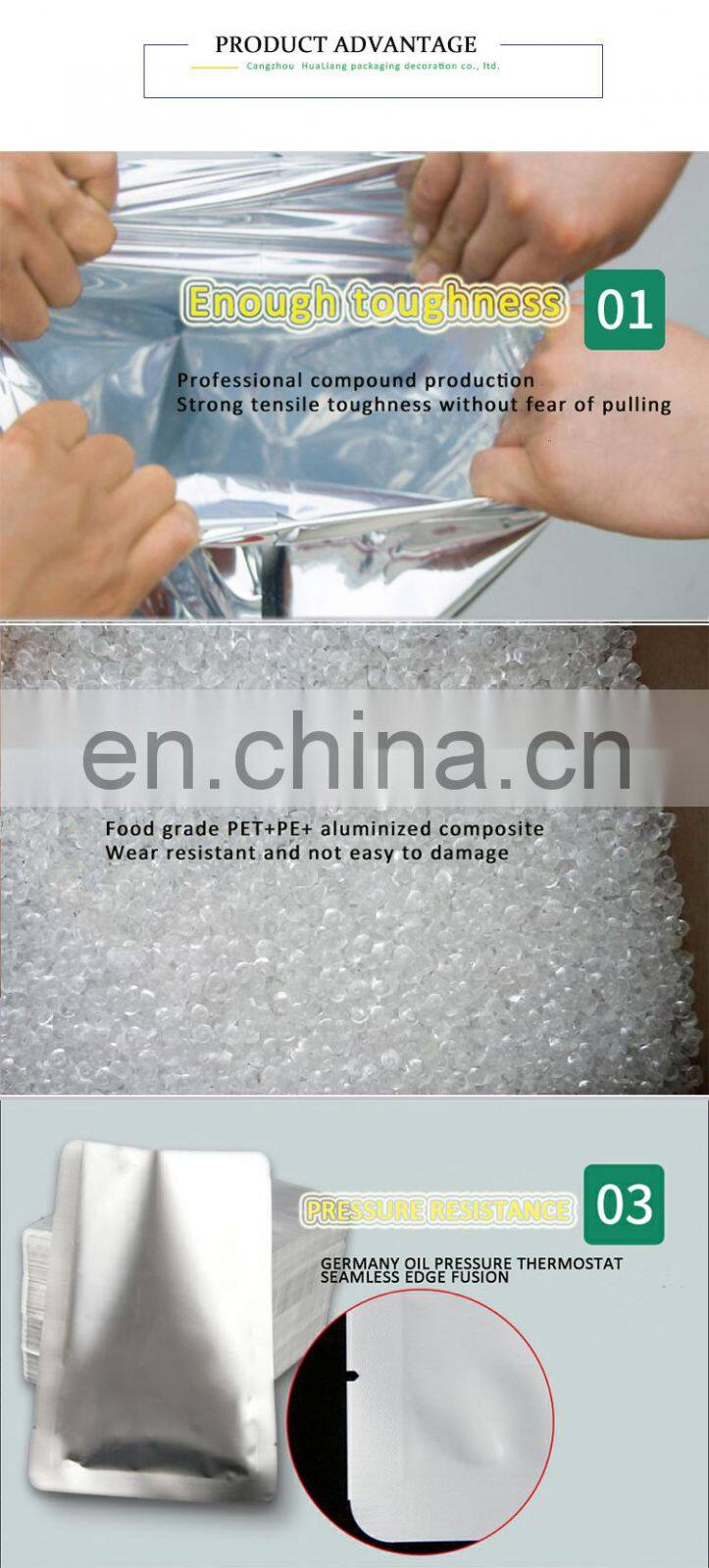 China factory 3 side heat seal plastic bag Custom Aluminum Foil Packaging Bag For grain Mask food bag