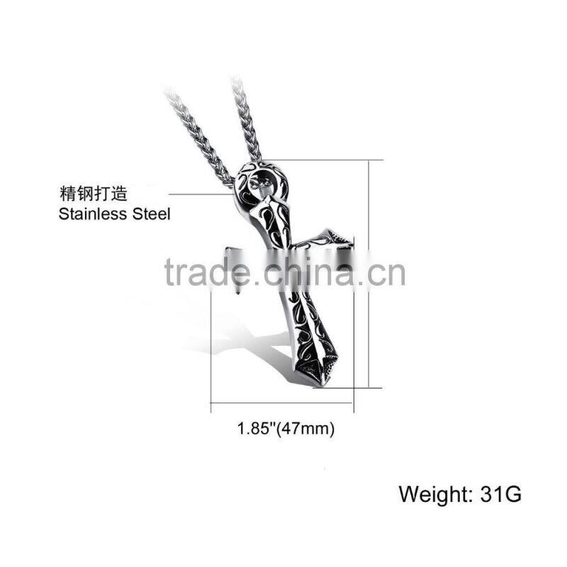 Titanium Sterling Steel Man Necklace Cross Charm Pendants Include 316L Stainless Steel Chains Paypal Accept