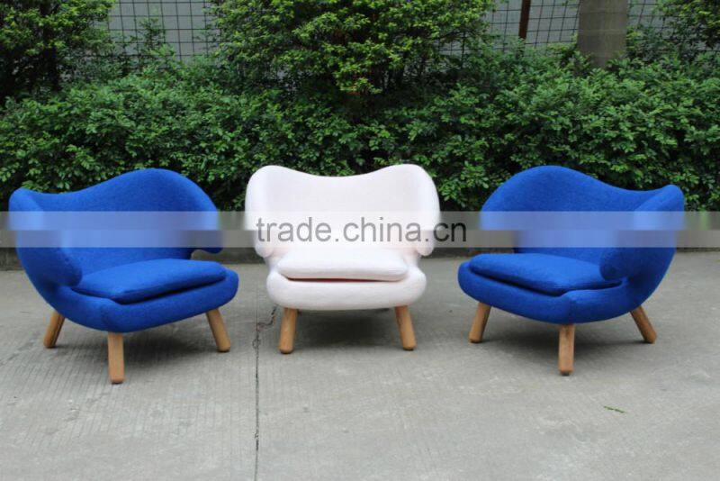 replica fiberglass material elegant grace cashmere Finn Juhl Pelican Chair with solid wood frame