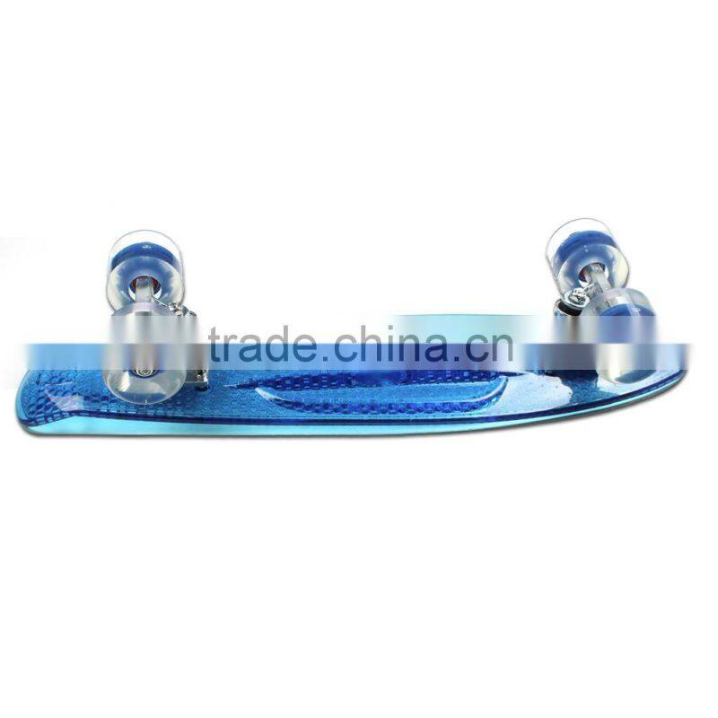 New safety quality assurance PC Plastic transparent blue skate board skateboard Fish Shaped small size EC-FC01