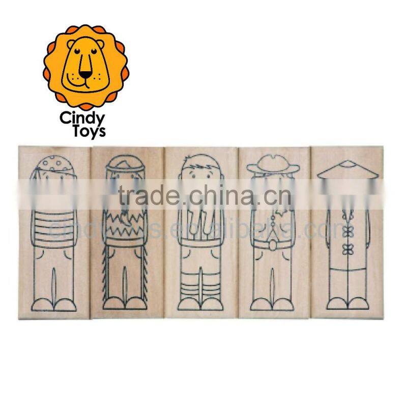 Wooden Rubber Stamps What's up - With the Boys ? 5 pcs for kids