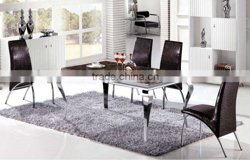 Cheap square paper marble top stainless steel frame dining table