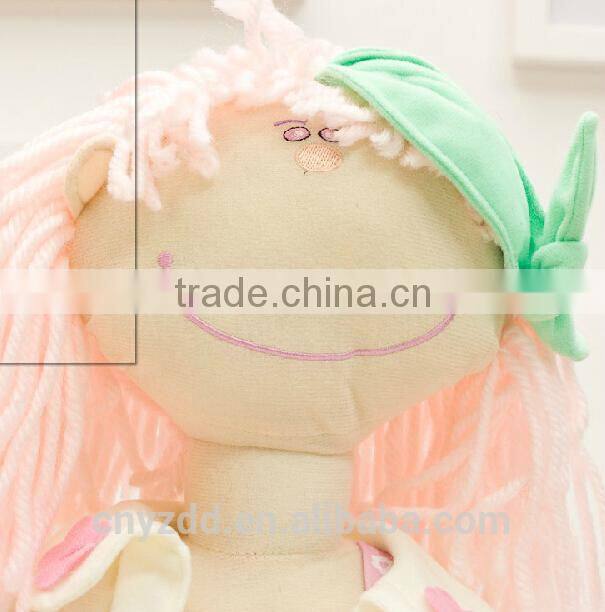 Fabric Rag Doll Smiling with Big Mouth / Plush Rag Doll 12" Sitting High