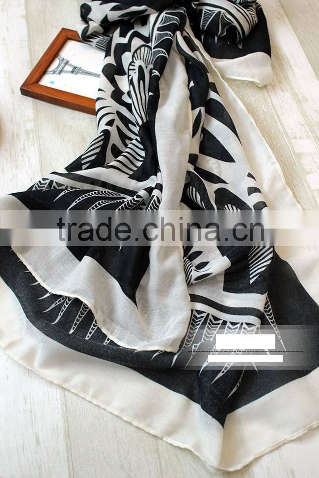 Sun Flower Printed Travelling Sun Protection Fashion Lady Pashmina Shawl