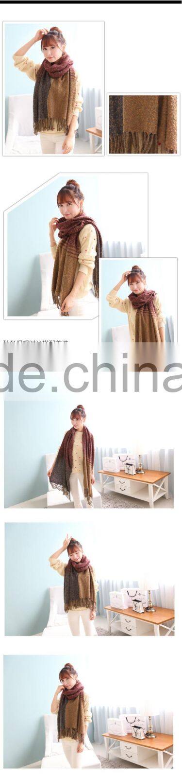Wholesale Coral Fleece Striped Woven Warm Winter Women Shawls
