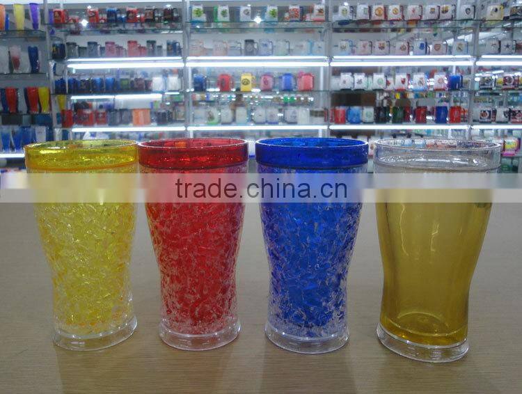 14 oz 400ML Plastic double wall ice gel frosty beer mug freezer food grade FDA standard