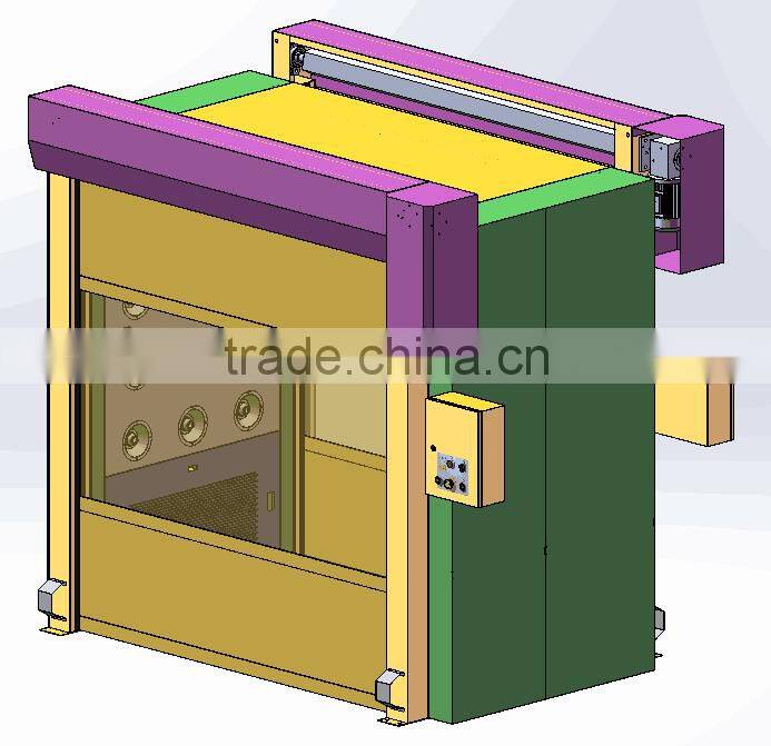 Cargo air shower with high speed shutter doors