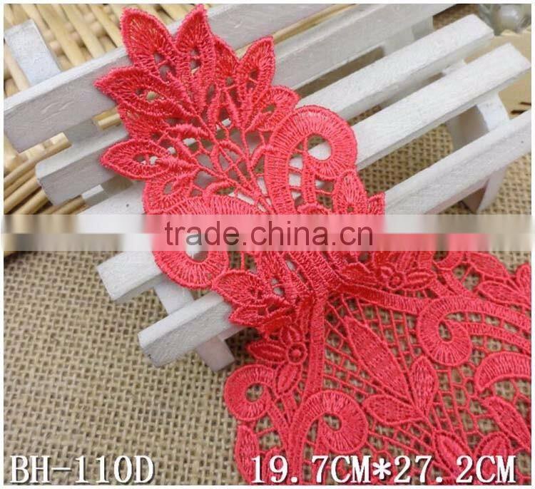 Factory Cheap 8*11.1" Water Suloble Floral Nylon Knitting Embroidery DIY Royal Blue Lace Collar Neck Design