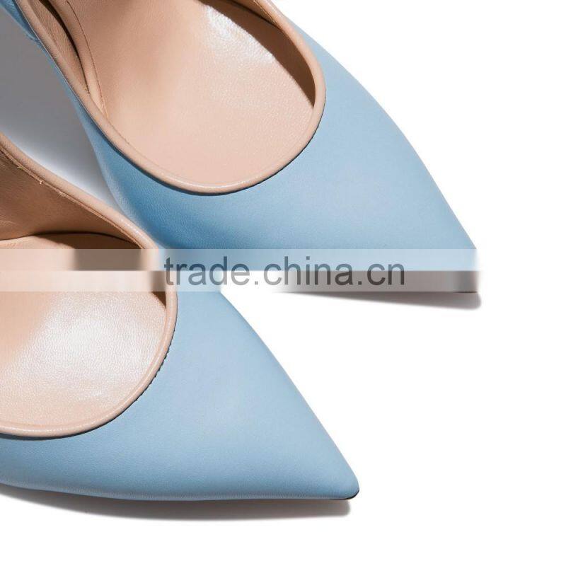 Sexy shoes very high heels ladies genuine leather shoes light blue lambskin celebrity womens shoes
