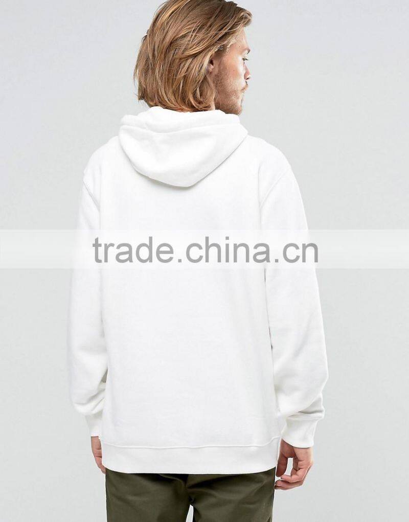 Customize logo pocket white 100% cotton blank hoodies