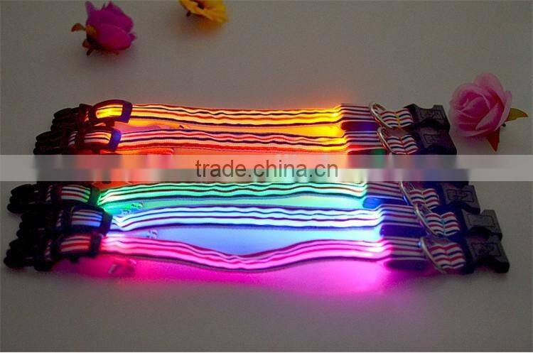 Sailor Nylon Stripe LED Luminous Pet Dog Collar 3 size for Large and Small Dogs Puppy LED Flashing Collar Safety Night