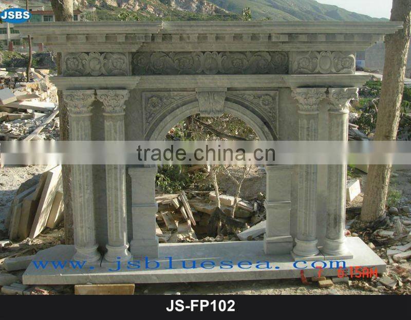 White marble fireplace figure carving