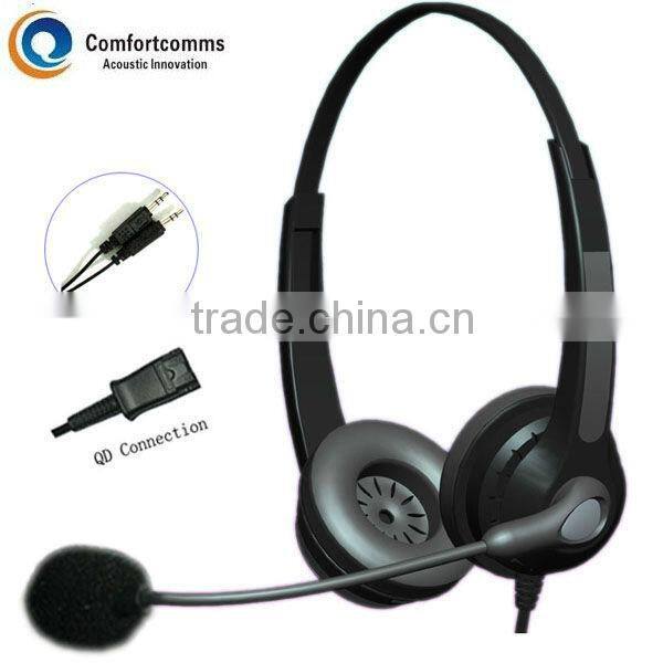 High quality binaural call center headset for PC with double 3.5mm plug HSM-902NPQDJ3.5D