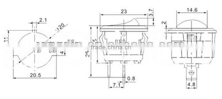 YL3-19 round black 2 pin hair dryer rocker switch
