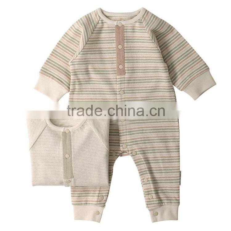 gery and write stripe organic cotton winner wear long sleeve wholesale happy newborn baby boy clothing with button