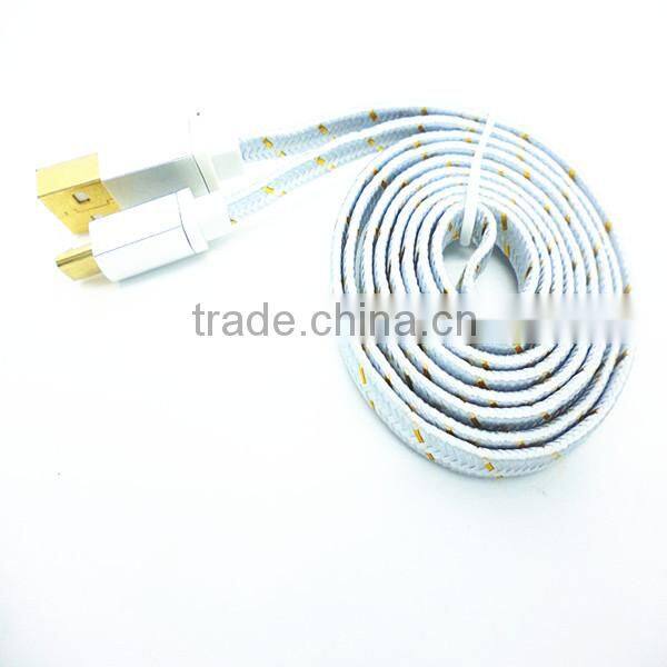 High quality 1 meter colorful flat micro usb cable data sync charger cable