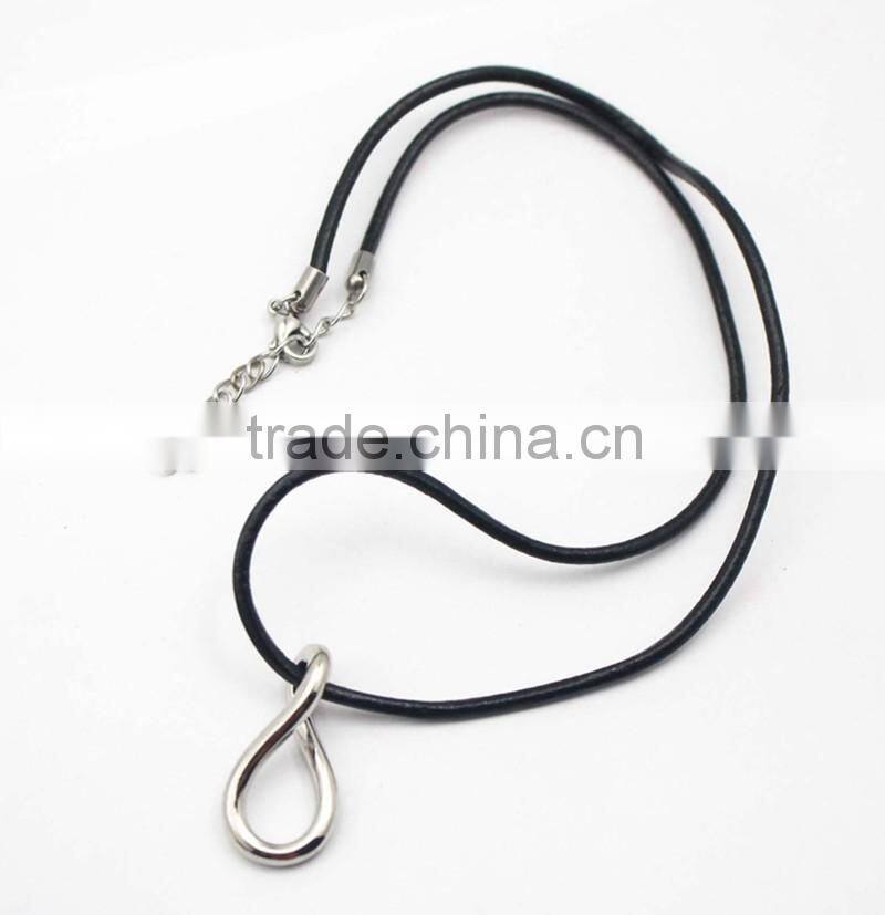 Stainless Steel 8 Symble Pendant Leather Chain Necklace