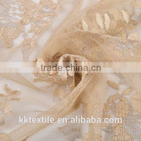 New arrival 100% Nylon mesh silver thread lace black flower lace