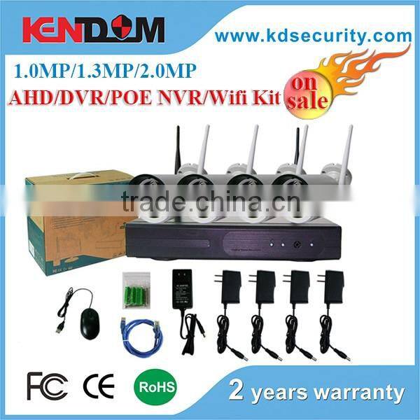 shenzhenc cctv camera facotry Economic 2.4GHz Wifi IP Camera 4CH Outdoor CCTV Wireless nvr Kits 960p