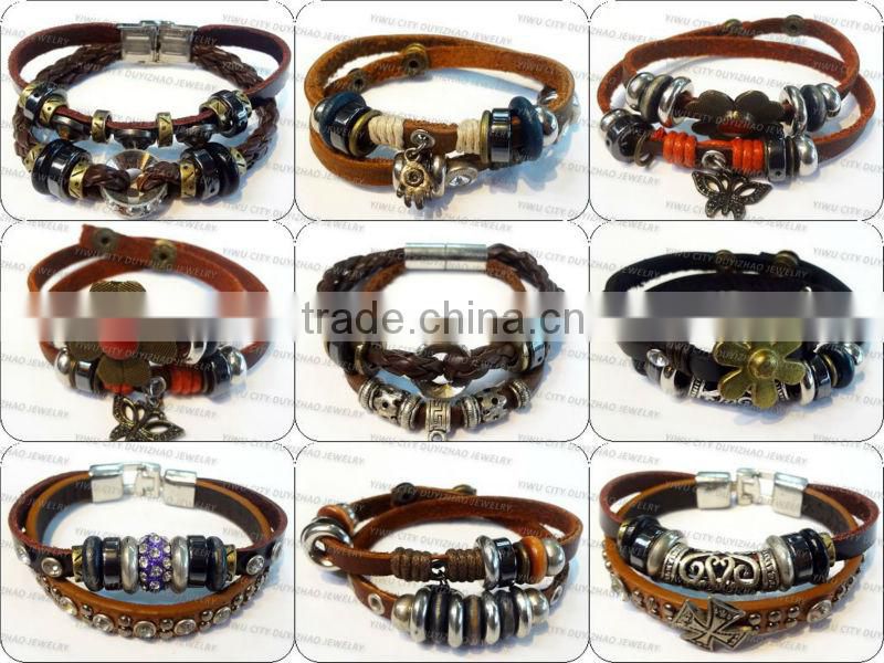 Wholesale Newest Cheap Leather Bracelet Chunky Leather Bracelet