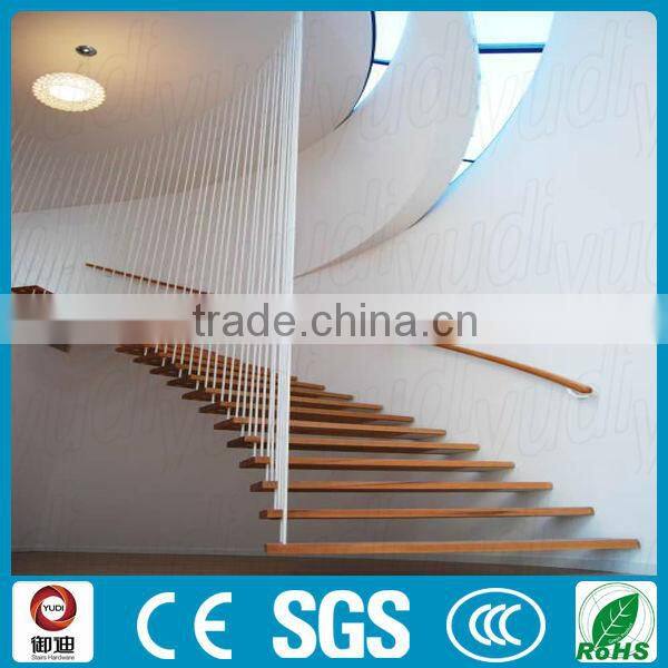 simple and modern indoor wood floating stairs